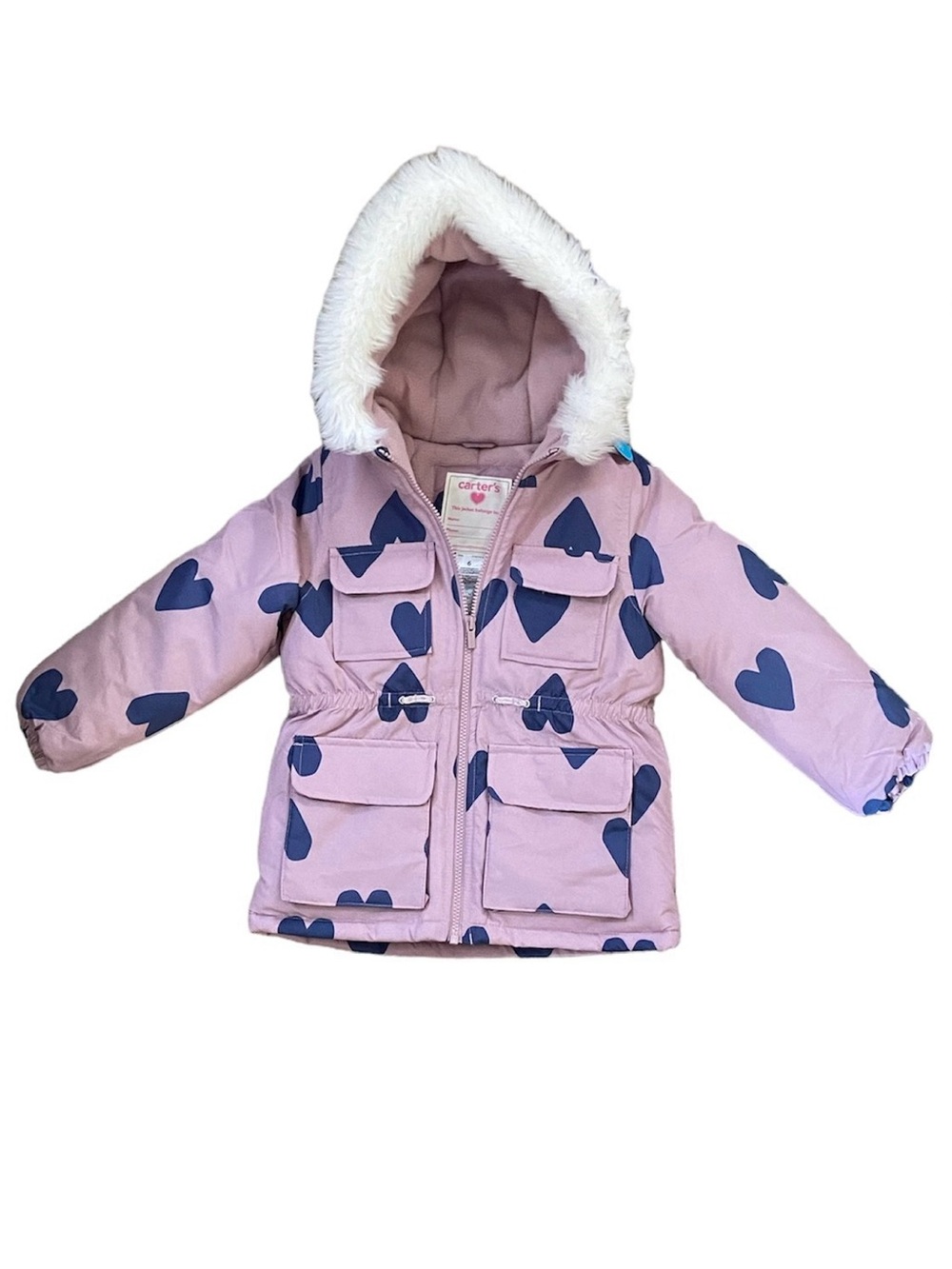 Carter's - Girls Heart Puffer Jacket Girls - size: 6